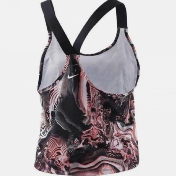 Nike Pro Dri-Fit Womens Pink & Black Marble Sports Crop Racerback Tank Top Small - Picture 11 of 11